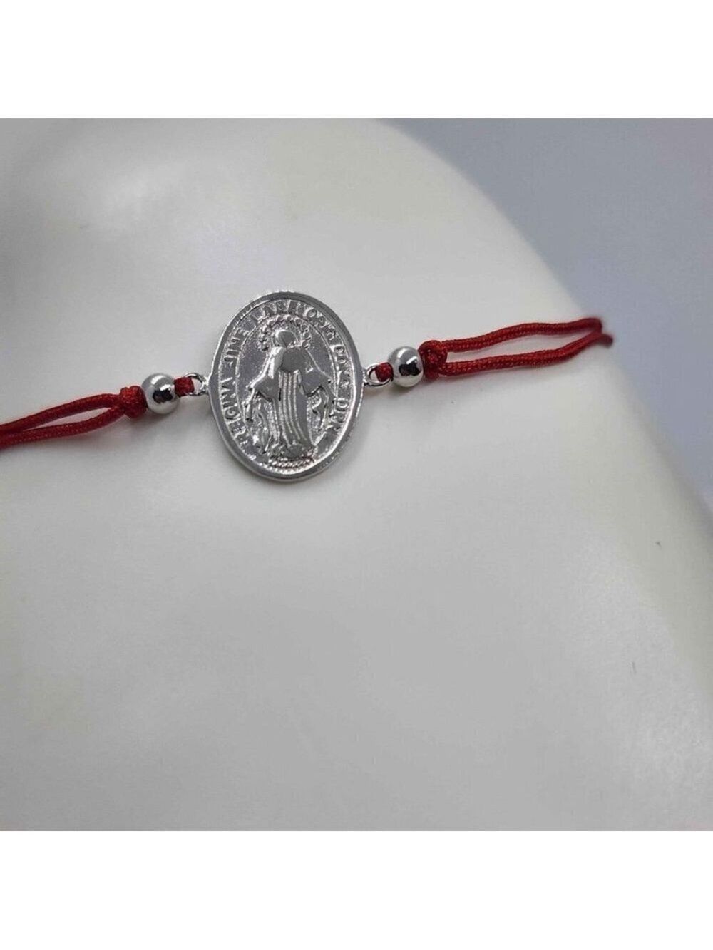 NEW Sterling Silver 925 Virgen Mary Design With Red String Bracelet